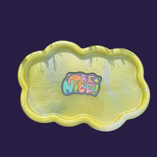 Be Nice in a Yellow Cloud Rolling Tray