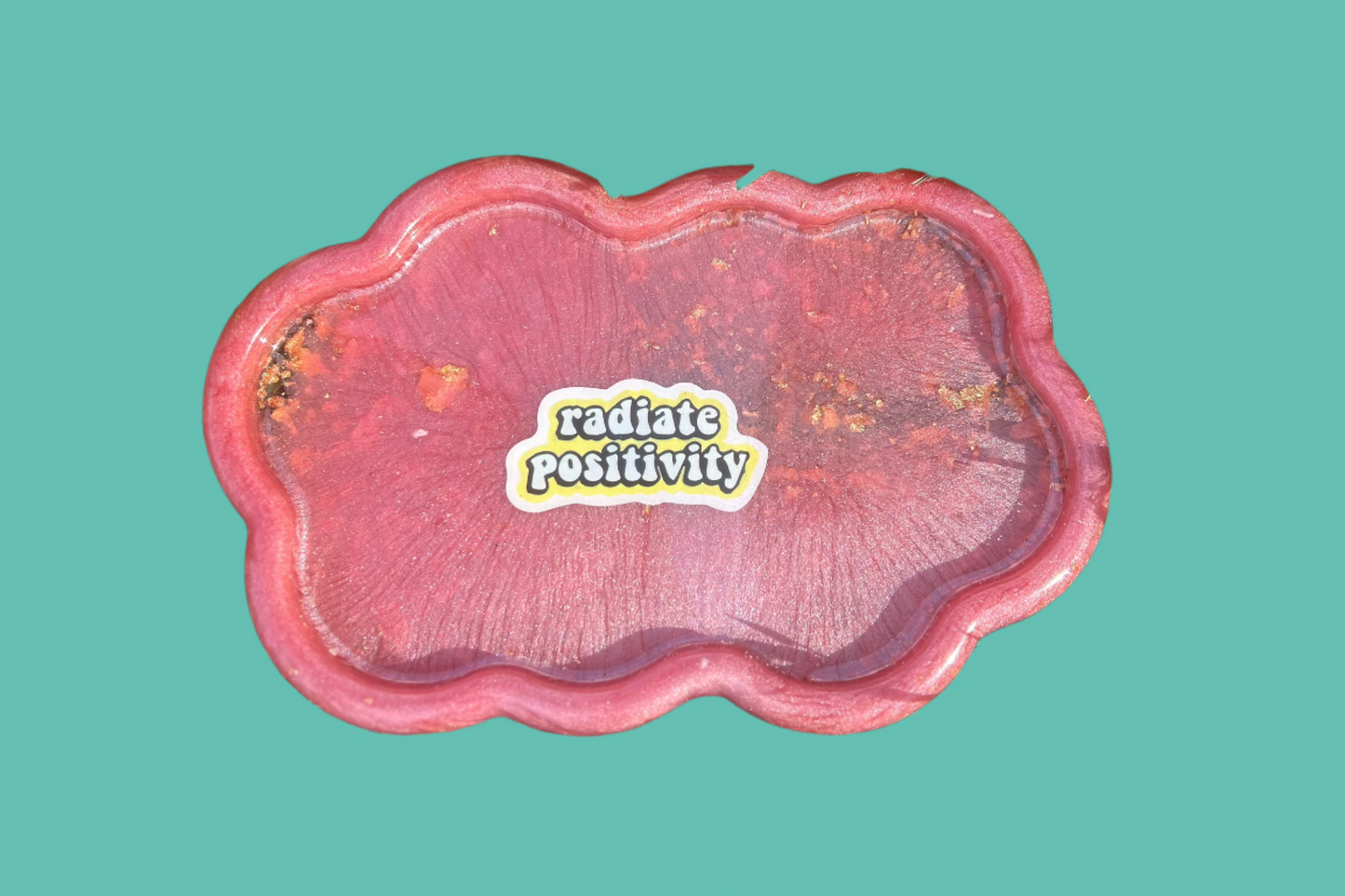 RADIATE POSITIVITY in a Pink Cloud Rolling Tray