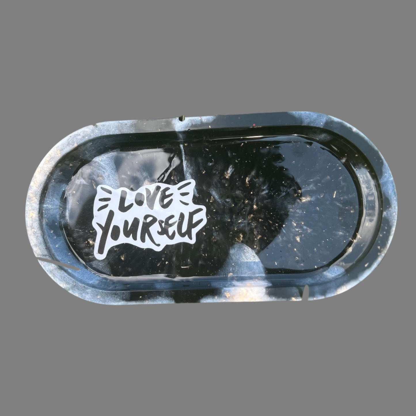 Love Yourself  Black n White Marble Rolling Tray