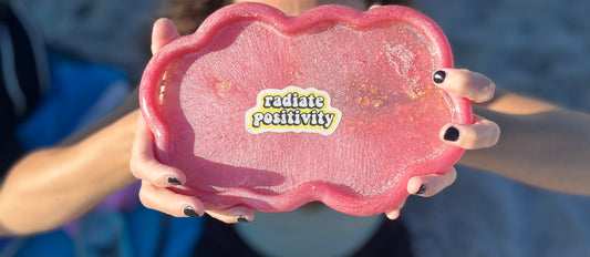 RADIATE POSITIVITY in a Pink Cloud Rolling Tray